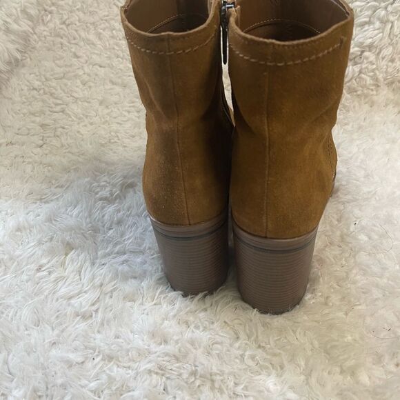 Steve Madden Shaniya leather Brown Suede platform block heels Ankle Boots SZ9M - Picture 5 of 15